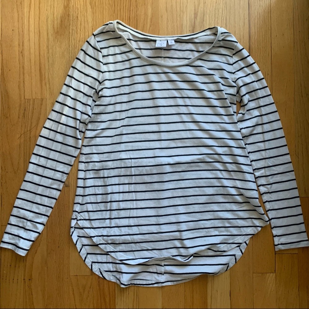 BP white and black striped long sleeve // Sz Medium
